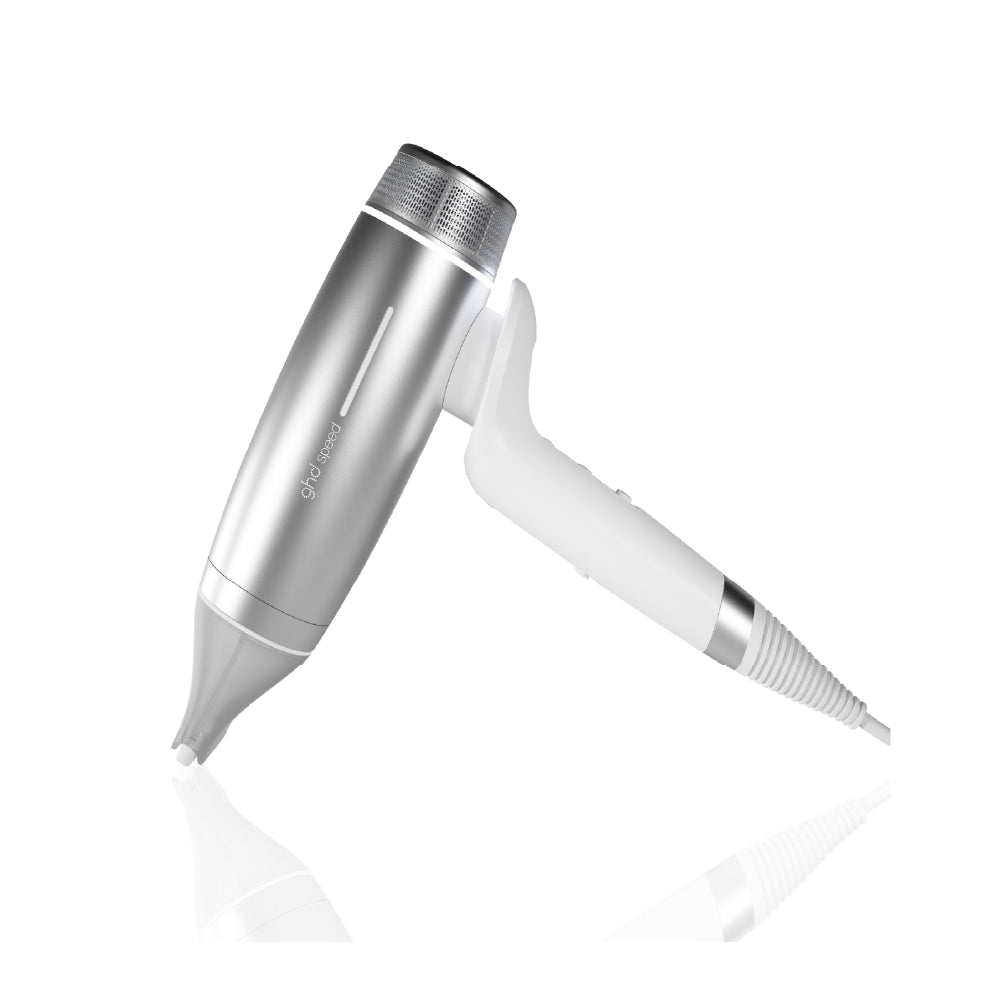 GHD SPEED PROFESSIONAL HAIR DRYER IN METALLIC WHITE
