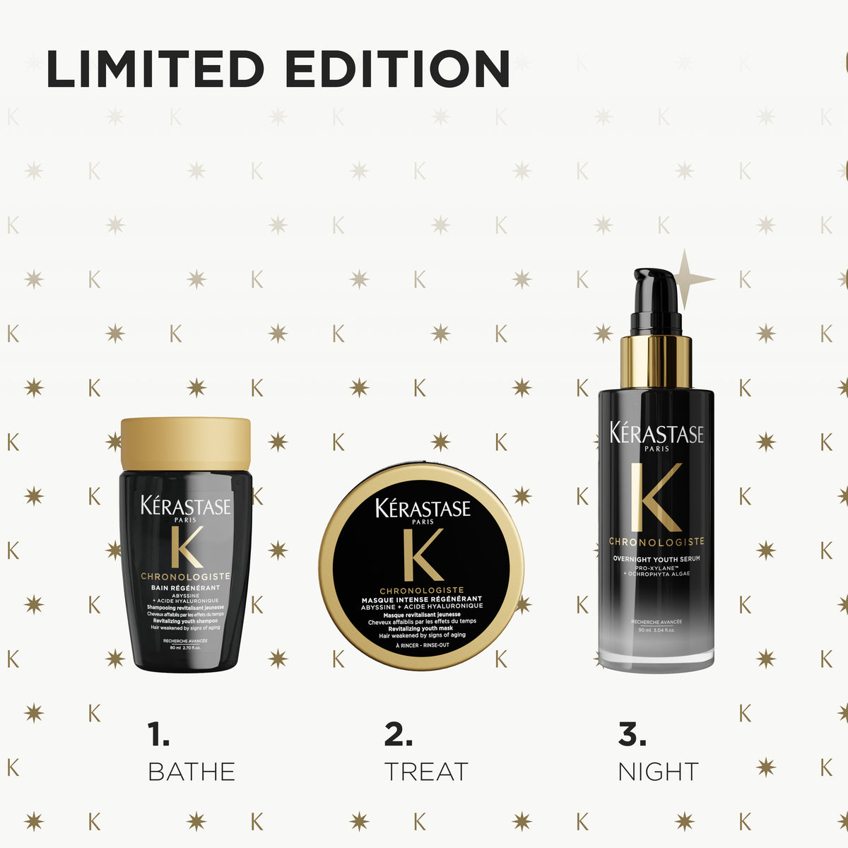 KÉRASTASE CHRONOLOGISTE OVERNIGHT SERUM 90ML WITH TRAVEL SIZE DUO GIFT SET