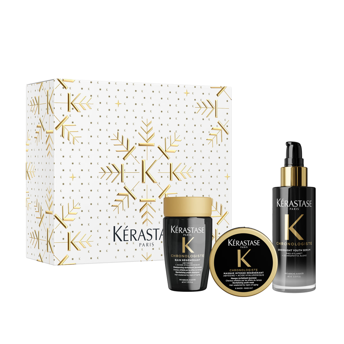 KÉRASTASE CHRONOLOGISTE OVERNIGHT SERUM 90ML WITH TRAVEL SIZE DUO GIFT SET 