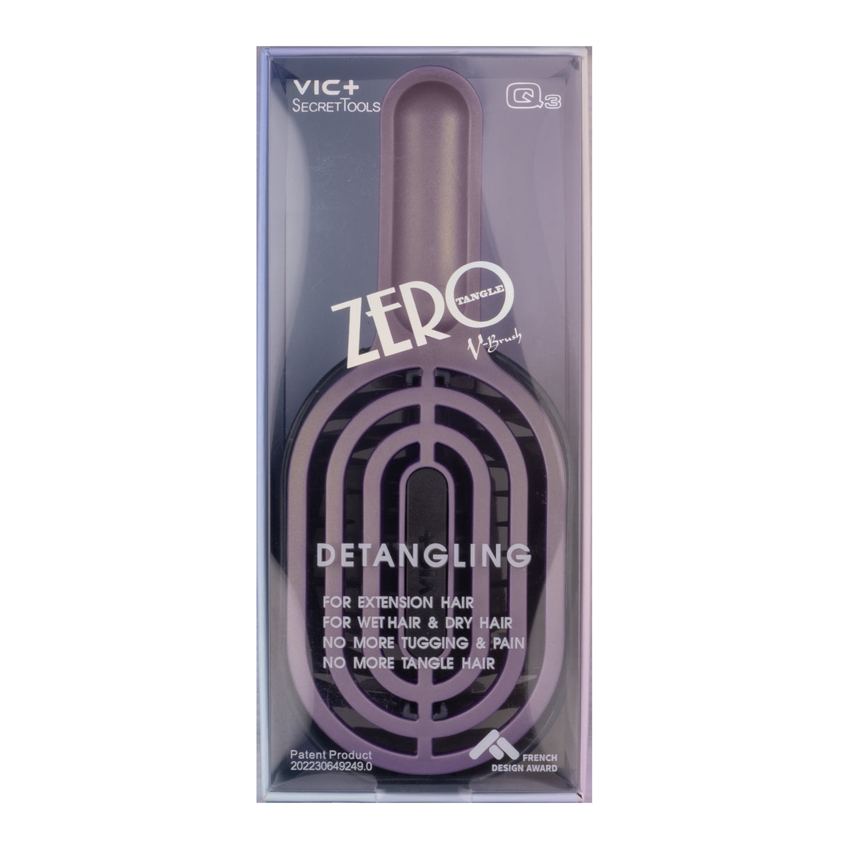 VIC+ SECRET TOOLS ZERO DETANGLING BRUSH LARGE IN LIGHT PURPLE