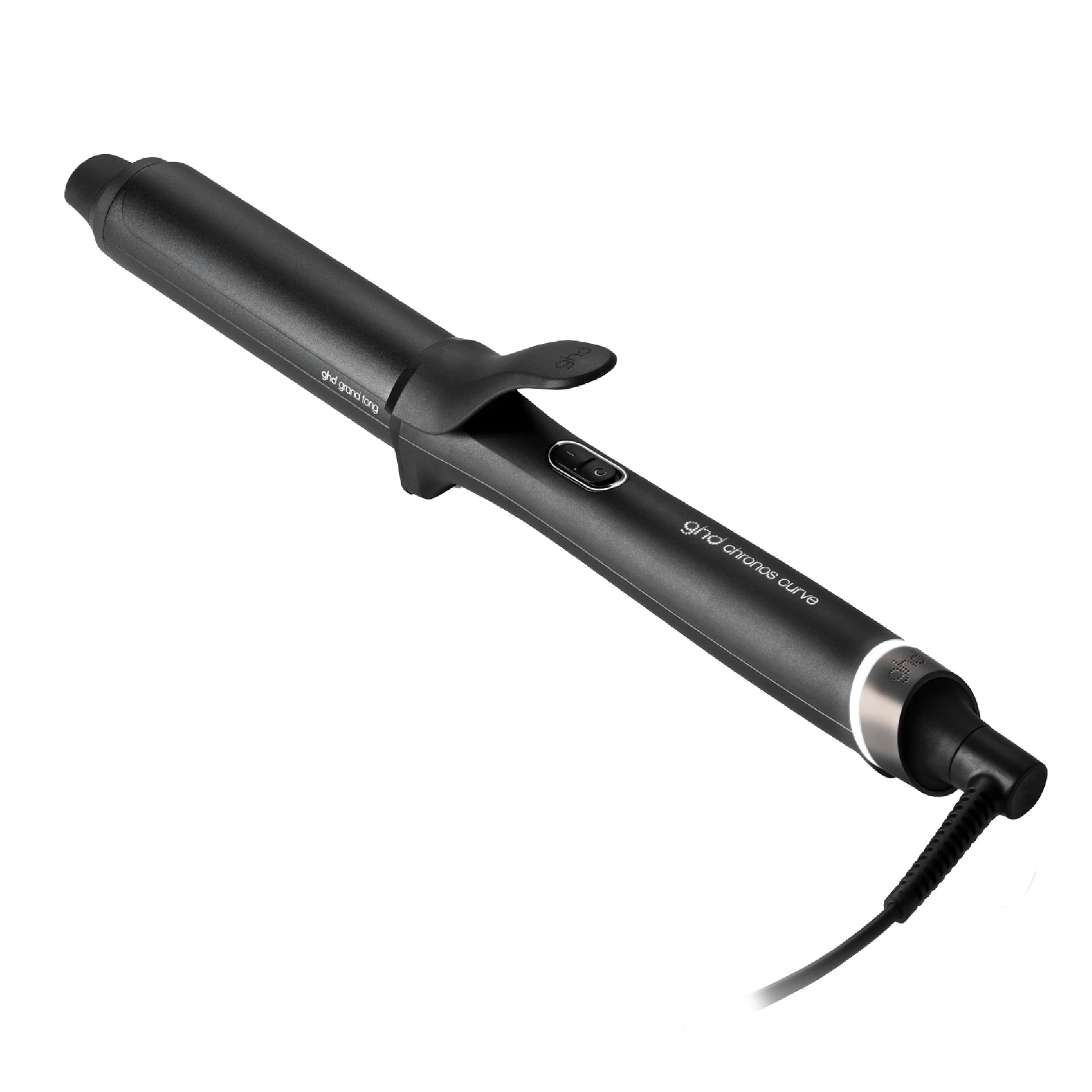 Black hair curling iron on a white background