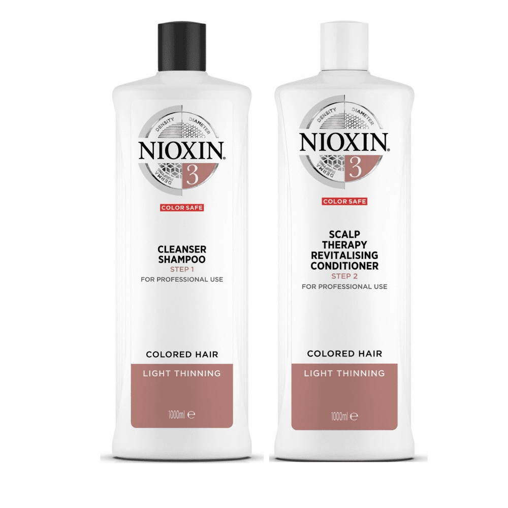 SEASONAL NIOXIN 3D CARE SYSTEM 3 - CLEANSER SHAMPOO AND REVITALISING CONDITIONER FOR COLOURED HAIR WITH LIGHT THINNING 1L DUO